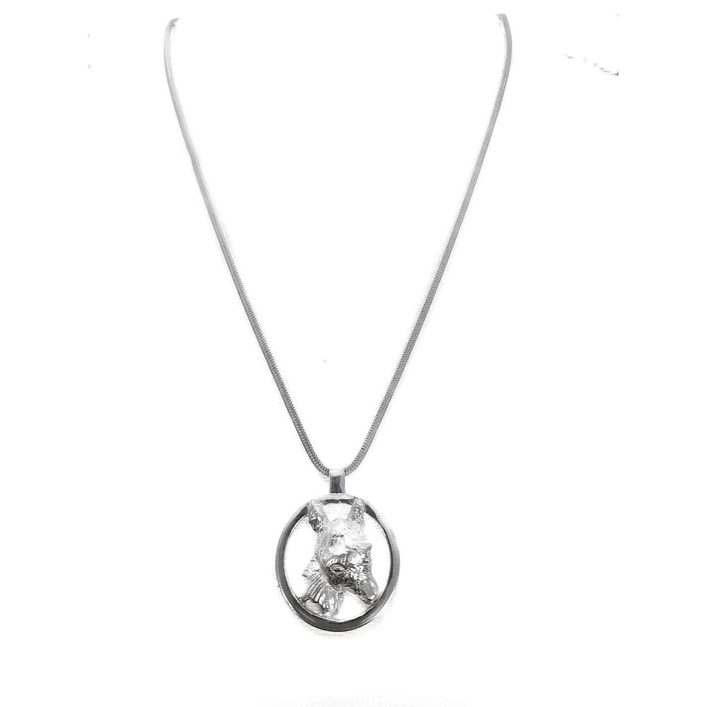 Sterling Silver Donkey Head Pendant Necklace. 24"